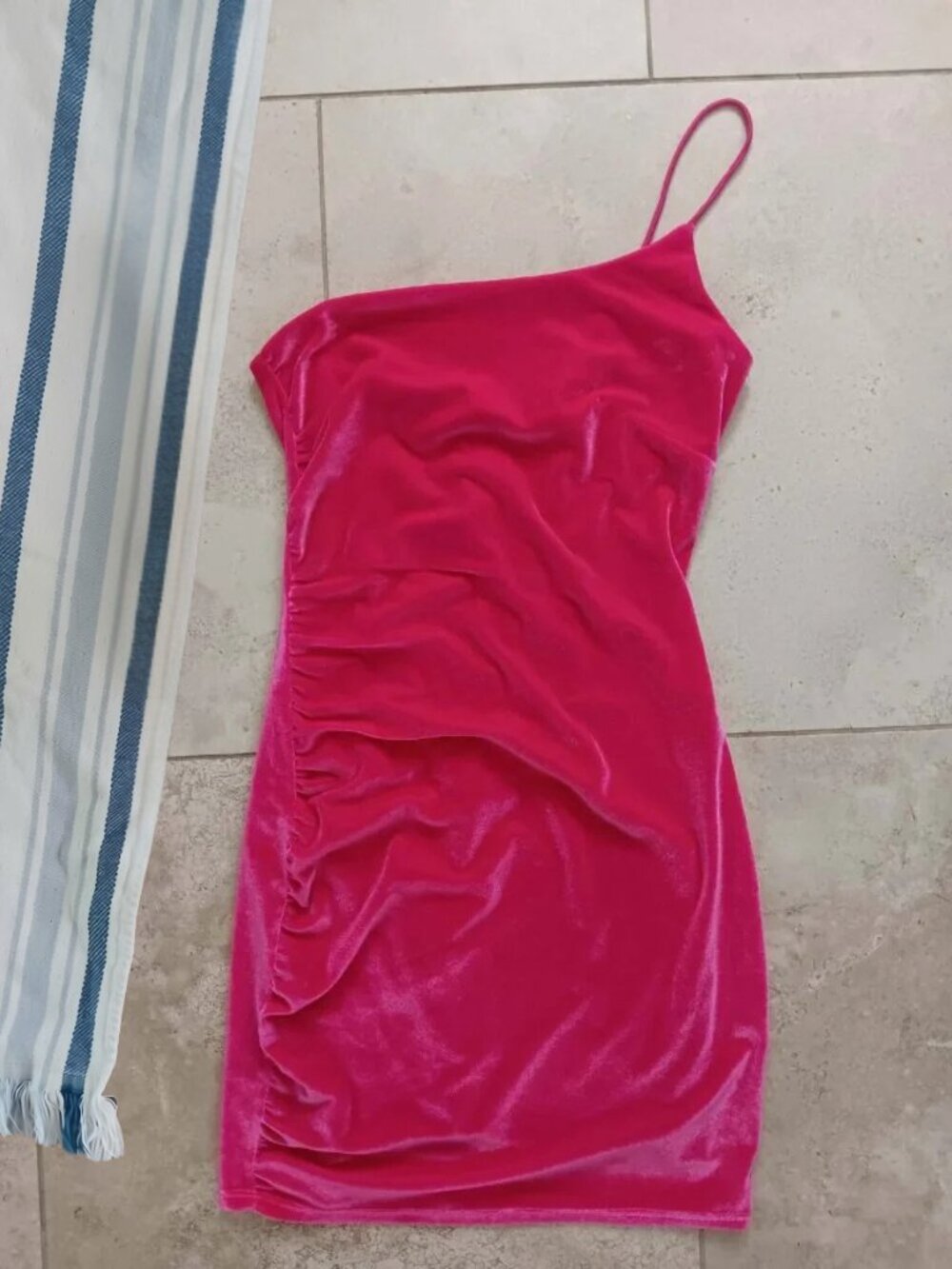 Lucy in the Sky Bodycon Asymmetrical Hot Pink Mini Dress